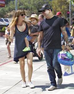 Selma Blair at a market with her family