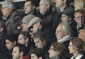 Leonardo DiCaprio and Lukas Haas watch PSG v Anderlecht
