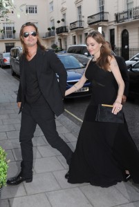 Brad Pitt and Angelina Jolie arrive at the Haymarket Hotel