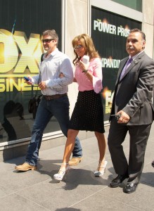 Sarah Palin and her husband outside of Fox News Studios