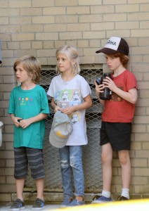 Danny Moder, husband to Julia Roberts, brings their three children, twins Hazel Patricia Moder and Phinnaeus "Finn" Walter Moder,  and Henry Daniel Moder to the set of 'A Normal Heart'