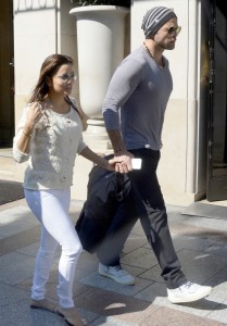 Eva Longoria and boyfriend Ernesto Arguello leave the Four Seasons Hotel George V
