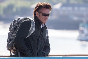 Actor Sean Penn filming the his new movie 'The Gunman'