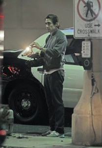 Jake Gyllenhaal on the set of his upcoming movie 'Nightcrawler'