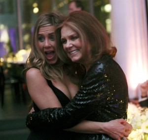 Jennifer Aniston, left, and Gloria Steinem at a dinner at the Museum of Modern Art following the Glamour Magazine Women of the Year award ceremony in New York, Jennifer Aniston