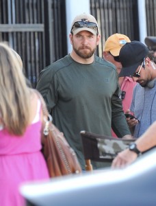 Bradley Cooper puts on his game face on the set of "American Sniper"