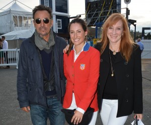 Bruce Springsteen and Patti Scialfa pose with their daughter Jessica Springsteen who won her class for the USA