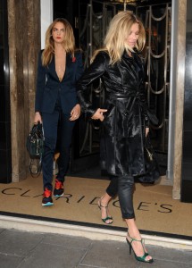 Kate Moss and Cara Delevingne leave Claridges