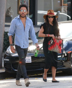 Lenny Kravitz and his ex-wife Lisa Bonet go for lunch together at Gracia Madre Restaurant