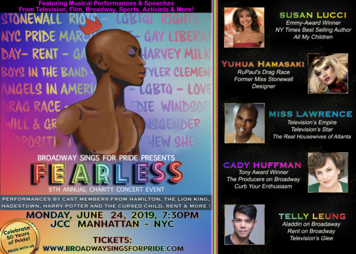 broadway simgs fearless,susan lucci,cady huffman,pride event nyc
