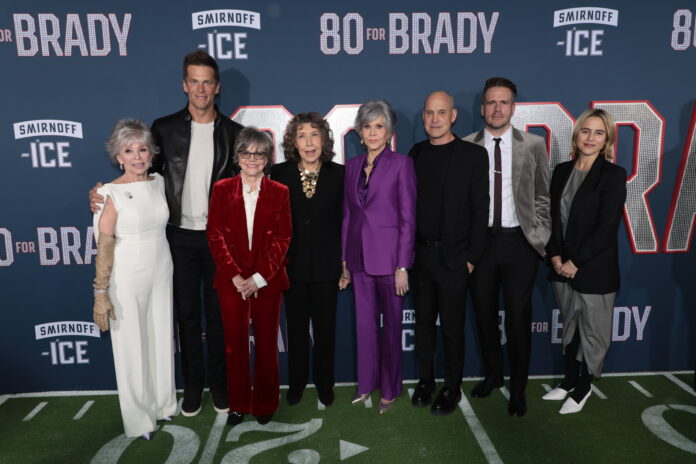 ta Moreno, Tom Brady, Sally Field, Lily Tomlin, Jane Fonda, Brian Robbins, Michael Ireland and Daria Cercek attend the Los Angeles Premiere of Paramount Pictures' 
